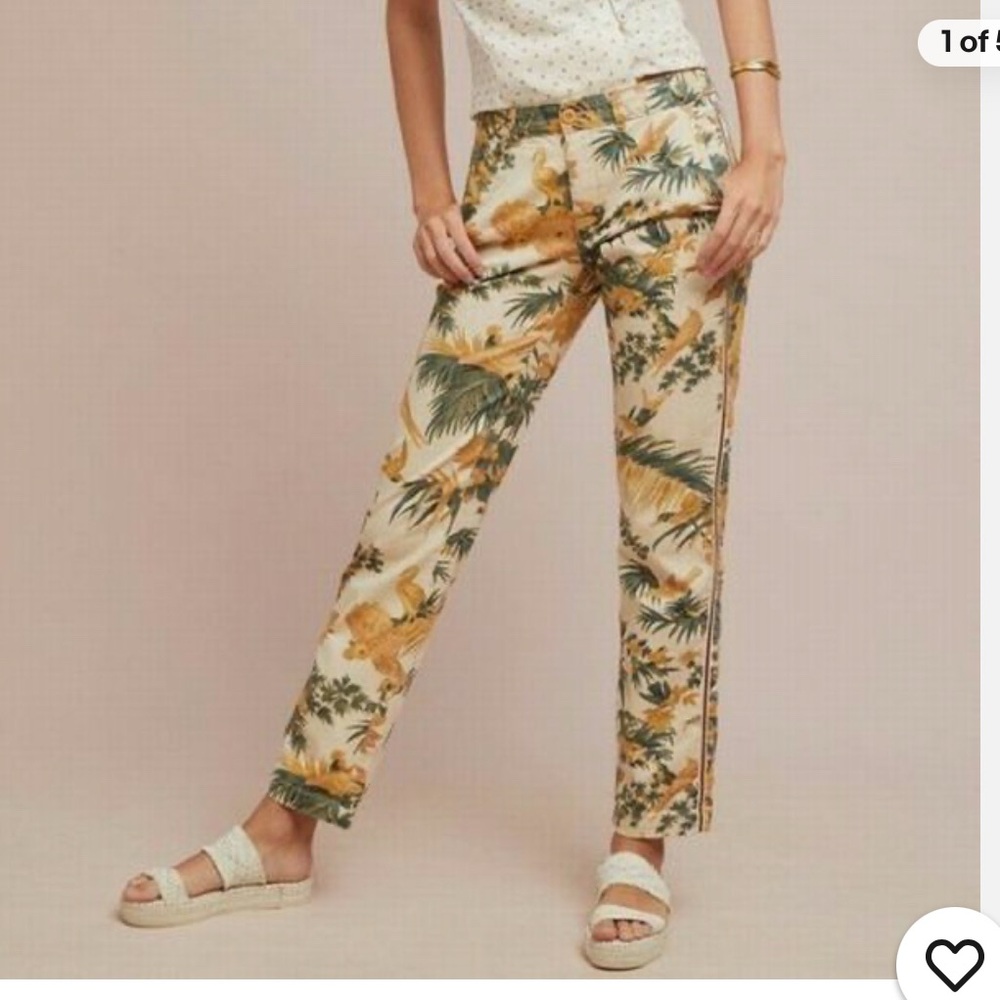 Tropical Print Relaxed Chino By Anthropologie, size 28